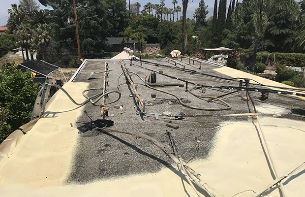 Partially Spray Foam Roof Recoating Repair Riverside, CA